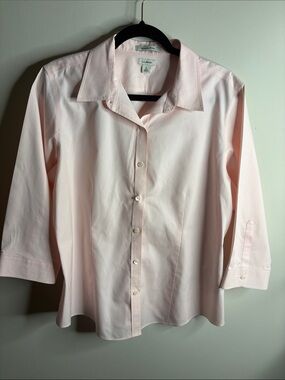 Vintage L.L. Bean Pale Pink Women's Button-Front Shirt
